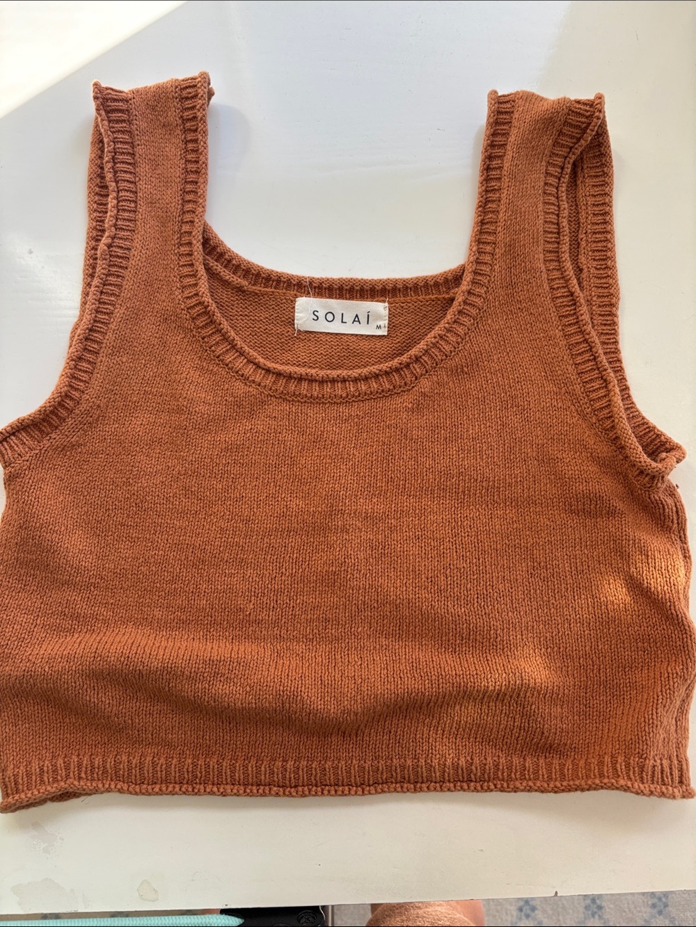 Solai Rust Scoop Neck Cropped Knit Tank